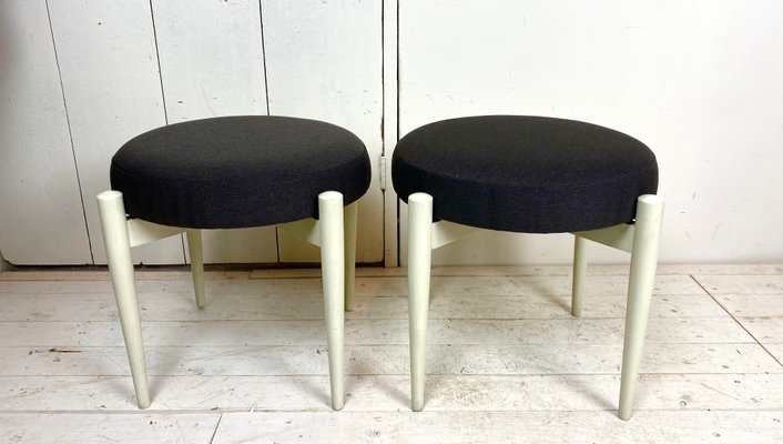 Mid-Century Scandinavian Wooden Stools, Set of 2-WZZ-900991