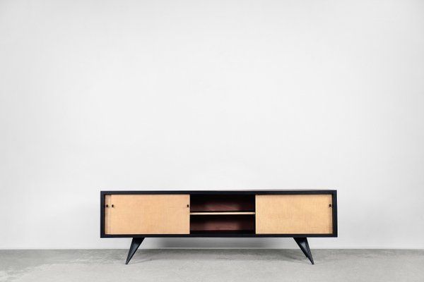 Mid-Century Scandinavin Black and Maple Sideboard, 1960s-ZAA-1080744