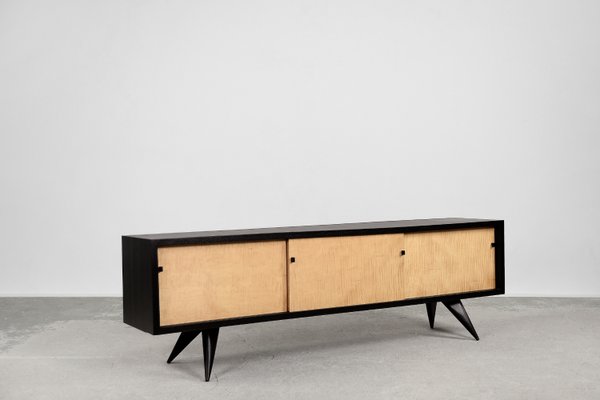 Mid-Century Scandinavin Black and Maple Sideboard, 1960s-ZAA-1080744