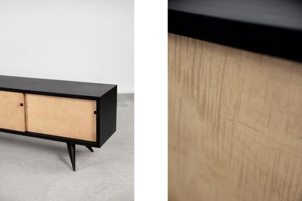 Mid-Century Scandinavin Black and Maple Sideboard, 1960s-ZAA-1080744