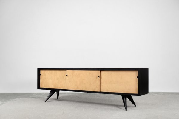 Mid-Century Scandinavin Black and Maple Sideboard, 1960s-ZAA-1080744