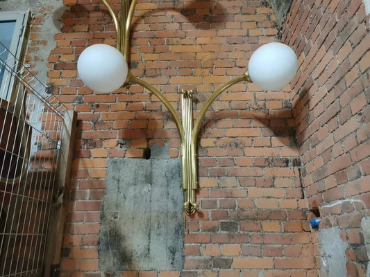 Mid-Century Sconce in Metal & Milk Glass-QJA-1705103