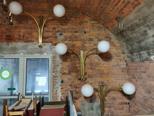 Mid-Century Sconce in Metal & Milk Glass-QJA-1705103