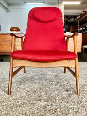 Mid-Century Sculptural Teak High-Back Armchair in the style of Alf Svensson, Sweden, 1950s-OHY-2025978