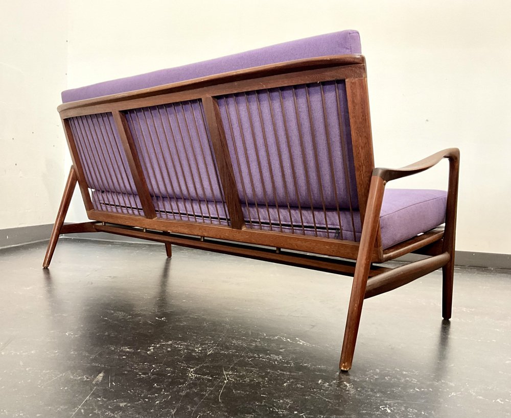 Mid-Century Sculptural Teak Wood Sofa in the style of Ib Kofod-Larsen & Hartmut Lohmeyer, Denmark, 1950s