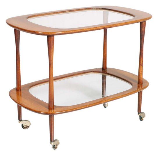 Mid-Century Service Cart in Teak & Glass by Cesare Lacca for Cassina, 1950s