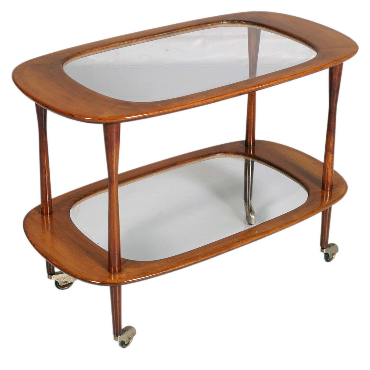 Mid-Century Service Cart in Teak & Glass by Cesare Lacca for Cassina, 1950s