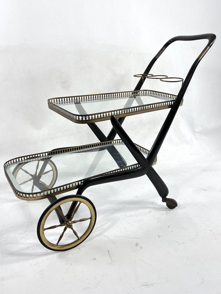 Mid-Century Serving Bar Cart by Cesare Lacca, Italy, 1950s