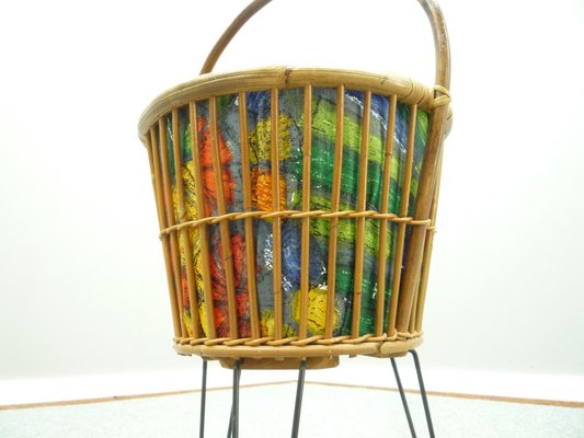 Mid-Century Sewing Basket in Bamboo, 1950s-UG-1318577