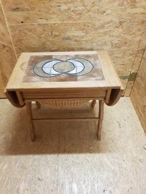 Mid-Century Sewing Table with Tiles in the Style of H. Wegner-QDP-1007457