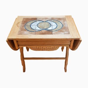 Mid-Century Sewing Table with Tiles in the Style of H. Wegner-QDP-1007457