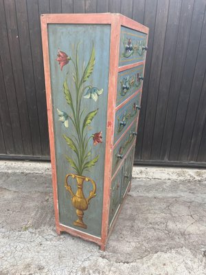 Mid-Century Sicilian Chest of Drawers with Floral Decorations, 1950s-YST-2016431