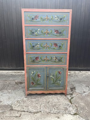 Mid-Century Sicilian Chest of Drawers with Floral Decorations, 1950s-YST-2016431