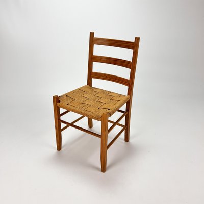 Mid-Century Side Chair in Pine and Papercord, 1960s-RMX-1385576