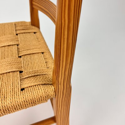 Mid-Century Side Chair in Pine and Papercord, 1960s-RMX-1385576