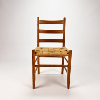 Mid-Century Side Chair in Pine and Papercord, 1960s-RMX-1385576