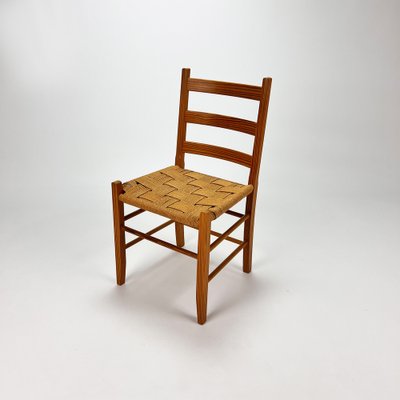 Mid-Century Side Chair in Pine and Papercord, 1960s-RMX-1385576