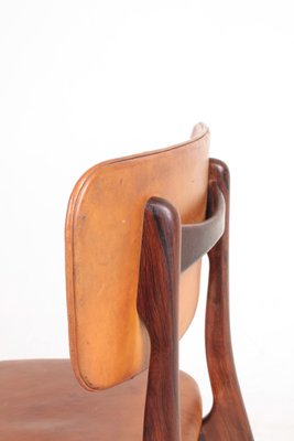 Mid-Century Side Chair in Rosewood and Patinated Leather by Gustav Bertelsen-FK-945058