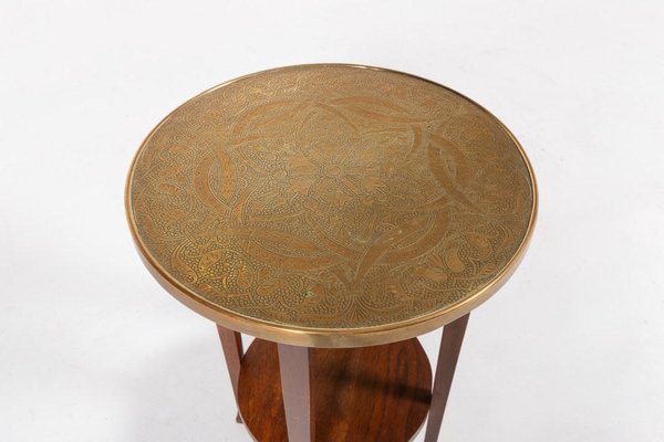 Mid-Century Side Table with Brass Top, 1960s-KMC-1808251