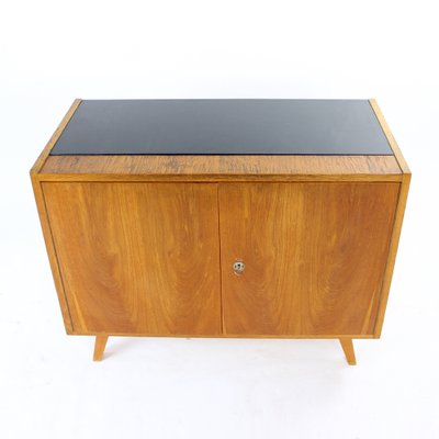 Mid-Century Sideboard in Oak & Black Glass, Czechoslovakia, 1960s-UL-1259014