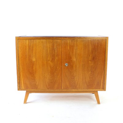 Mid-Century Sideboard in Oak & Black Glass, Czechoslovakia, 1960s-UL-1259014