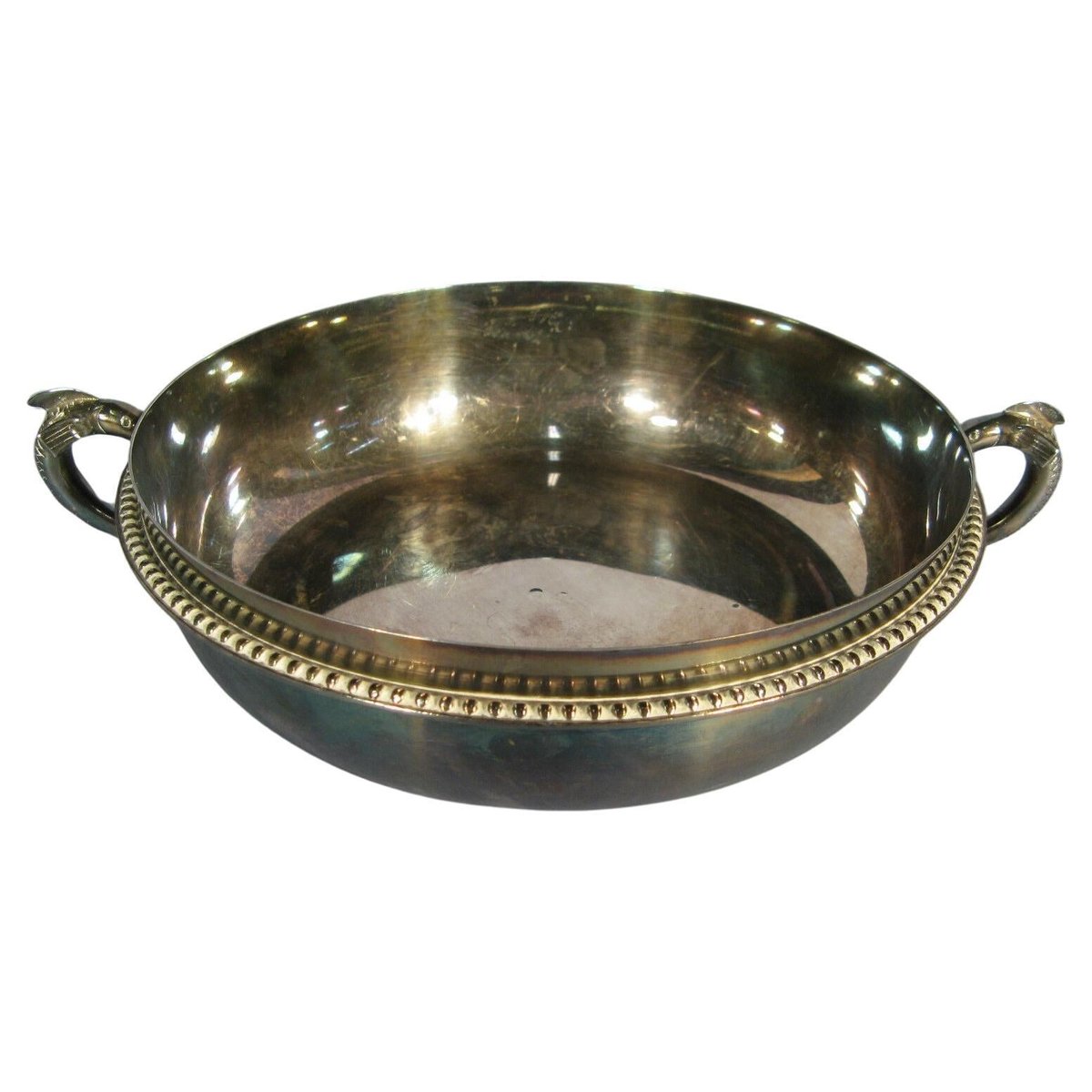 Mid-Century Silver-Plated Caviar Bowl with Sturgeon Handles, 1950s