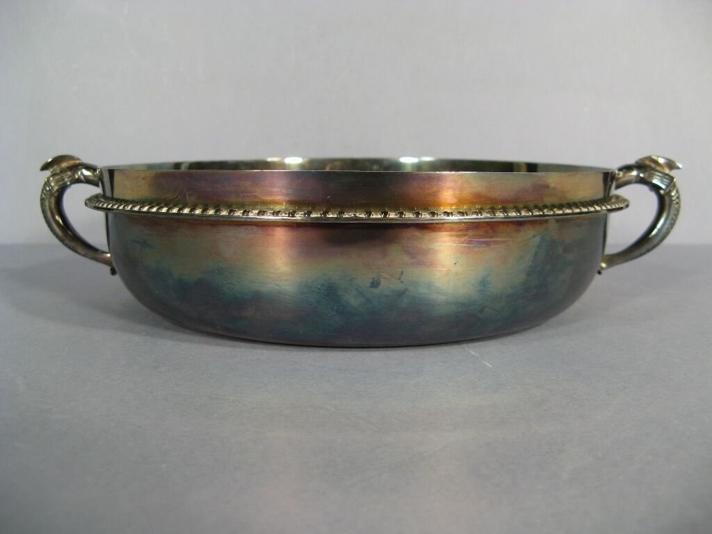 Mid-Century Silver-Plated Caviar Bowl with Sturgeon Handles, 1950s