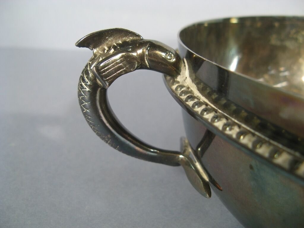 Mid-Century Silver-Plated Caviar Bowl with Sturgeon Handles, 1950s