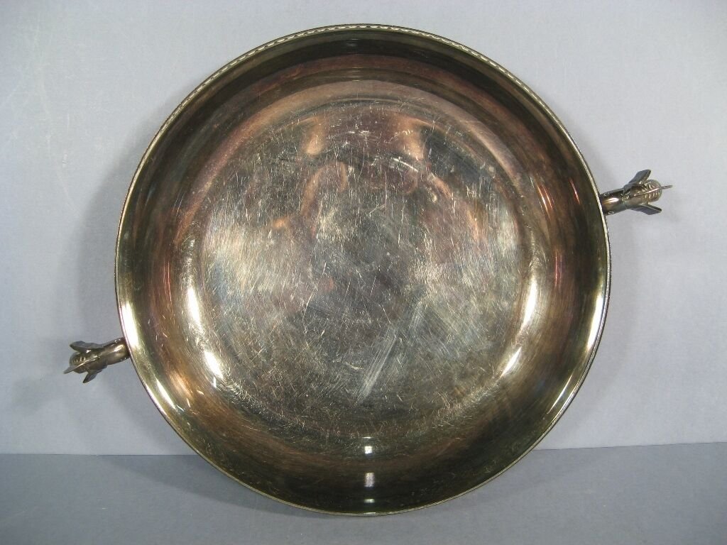 Mid-Century Silver-Plated Caviar Bowl with Sturgeon Handles, 1950s