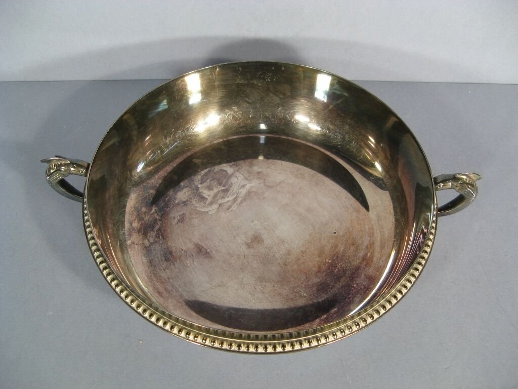 Mid-Century Silver-Plated Caviar Bowl with Sturgeon Handles, 1950s