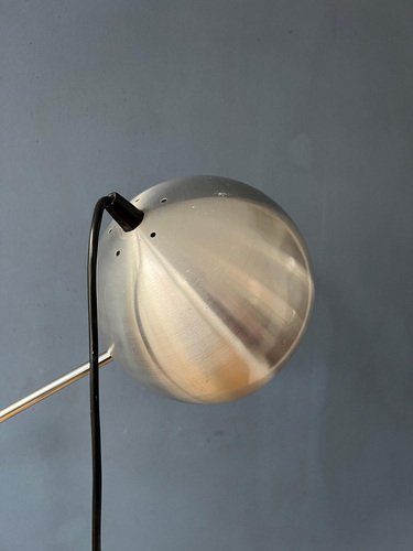 Mid-Century Silver Swing Arm Eyeball Floor Lamp