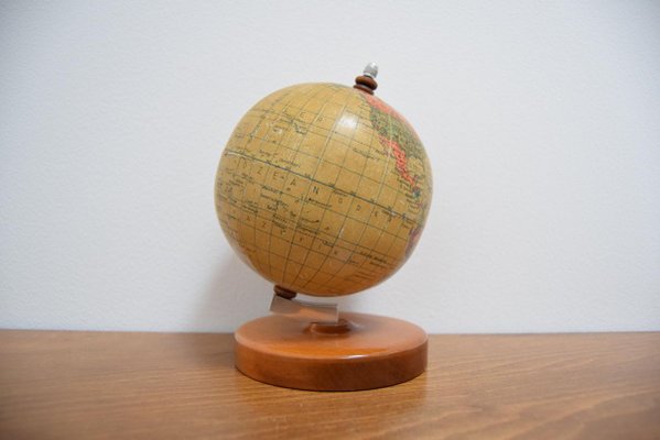 Mid-Century Small Globe With Wooden Base by Paul Rath, 1950s-TZ-832039