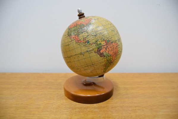 Mid-Century Small Globe With Wooden Base by Paul Rath, 1950s-TZ-832039