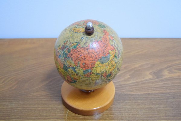 Mid-Century Small Globe With Wooden Base by Paul Rath, 1950s-TZ-832039