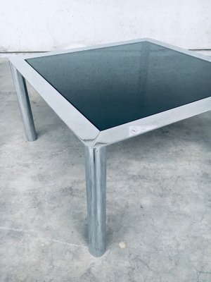 Mid-Century Smoked Glass & Chromed Steel Square Dining Table attributed to Sergio Mazza for Cinova, Italy, 1970s-RQV-1772768