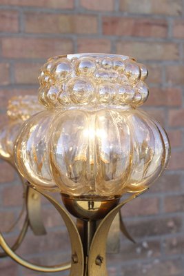 Mid-Century Solid Brass & Iridescent Molded Glass 6-Light Chandelier by Helena Tynell, 1960s-XIJ-894475