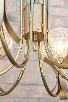 Mid-Century Solid Brass & Iridescent Molded Glass 6-Light Chandelier by Helena Tynell, 1960s-XIJ-894475