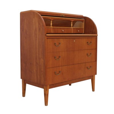 Mid-Century Solid Teak Wood Bureau, Germany, 1950-UZ-1149799