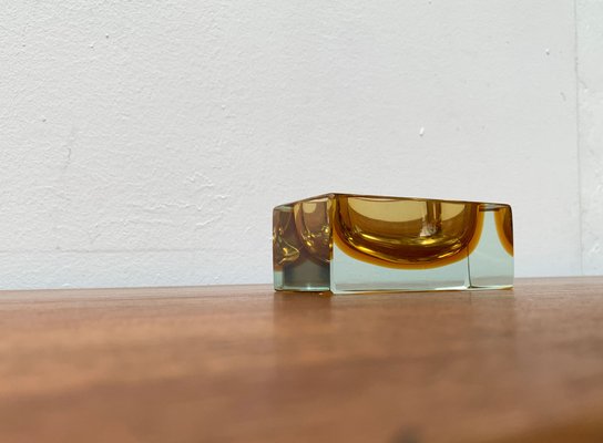 Mid-Century Sommerso Murano Glass Block Bowl, 1960s-UAH-1337873