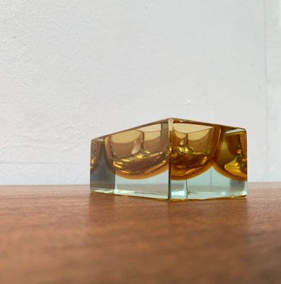 Mid-Century Sommerso Murano Glass Block Bowl, 1960s-UAH-1337873