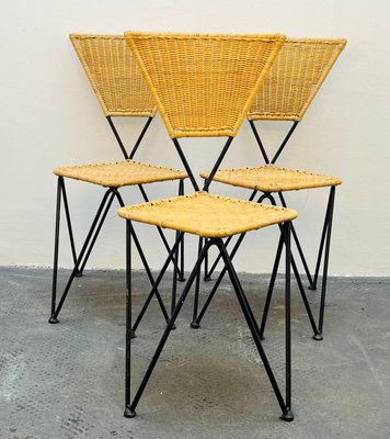 Mid-Century Sonett Series Chairs in Wicker from Karl Fostel Senior's Erben, Austria, 1950s, Set of 3-GLD-1720653