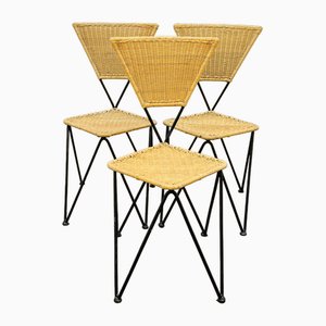 Mid-Century Sonett Series Chairs in Wicker from Karl Fostel Senior's Erben, Austria, 1950s, Set of 3-GLD-1720653