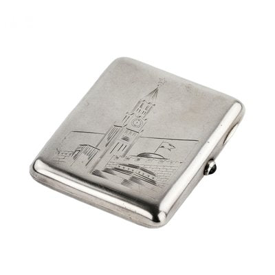 Mid-Century Soviet Silver Cigarette Case of the Red Square in Kyiv-WMV-1438802