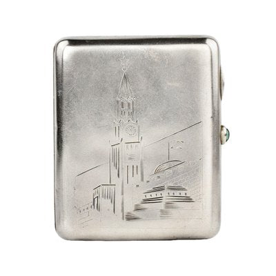 Mid-Century Soviet Silver Cigarette Case of the Red Square in Kyiv-WMV-1438802