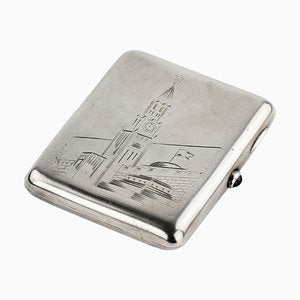 Mid-Century Soviet Silver Cigarette Case of the Red Square in Kyiv-WMV-1438802