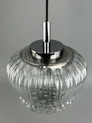 Mid-Century Space Age Ball Pendant Lamp in Bubble Glass & Chrome-EJL-1300059