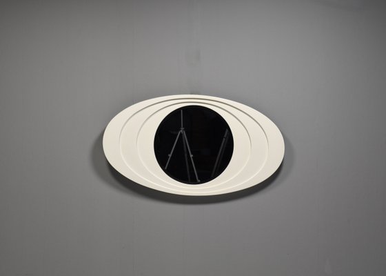 Mid-Century Space Age Carved Wood Mirror, Italy, 1970s-TE-1785949