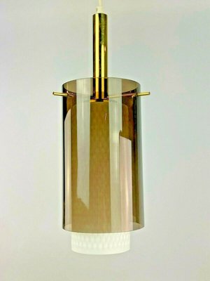 Mid-Century Space Age Ceiling Lamp in Brass & Glass, 1960s-EJL-1139035