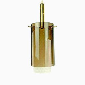 Mid-Century Space Age Ceiling Lamp in Brass & Glass, 1960s-EJL-1139035