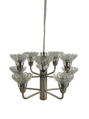 Mid-Century Space Age Chandelier in Metal & Glass, 1970s-EJL-1450705